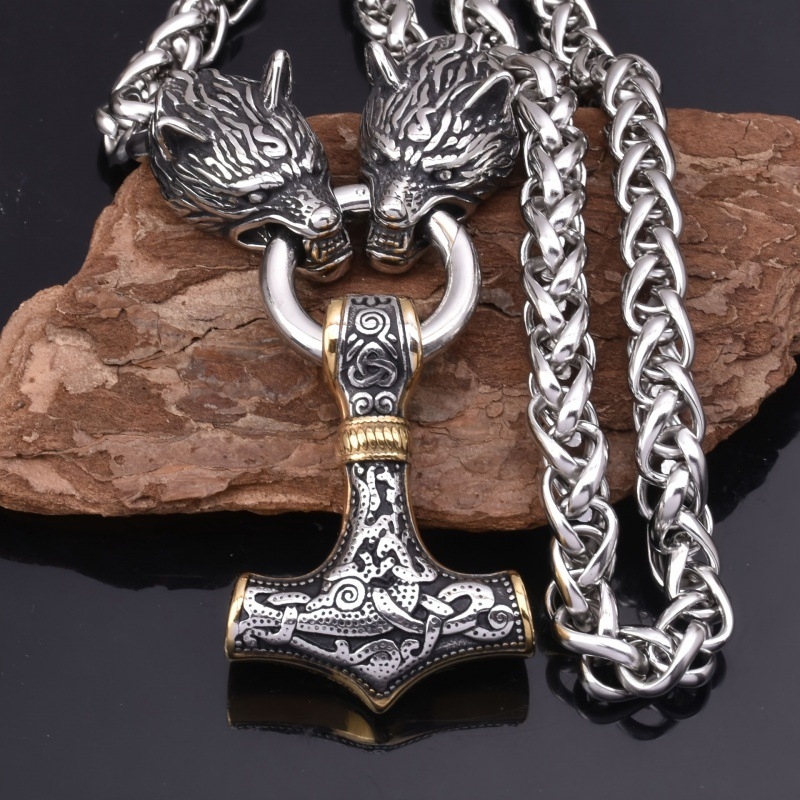 Battle Rope Anchor - Naszyjnik Męski Odin Wilk w Złotym
